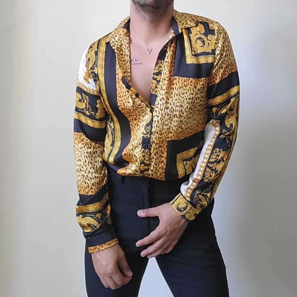 Boohoo Animal Print Baroque Dress Shirt